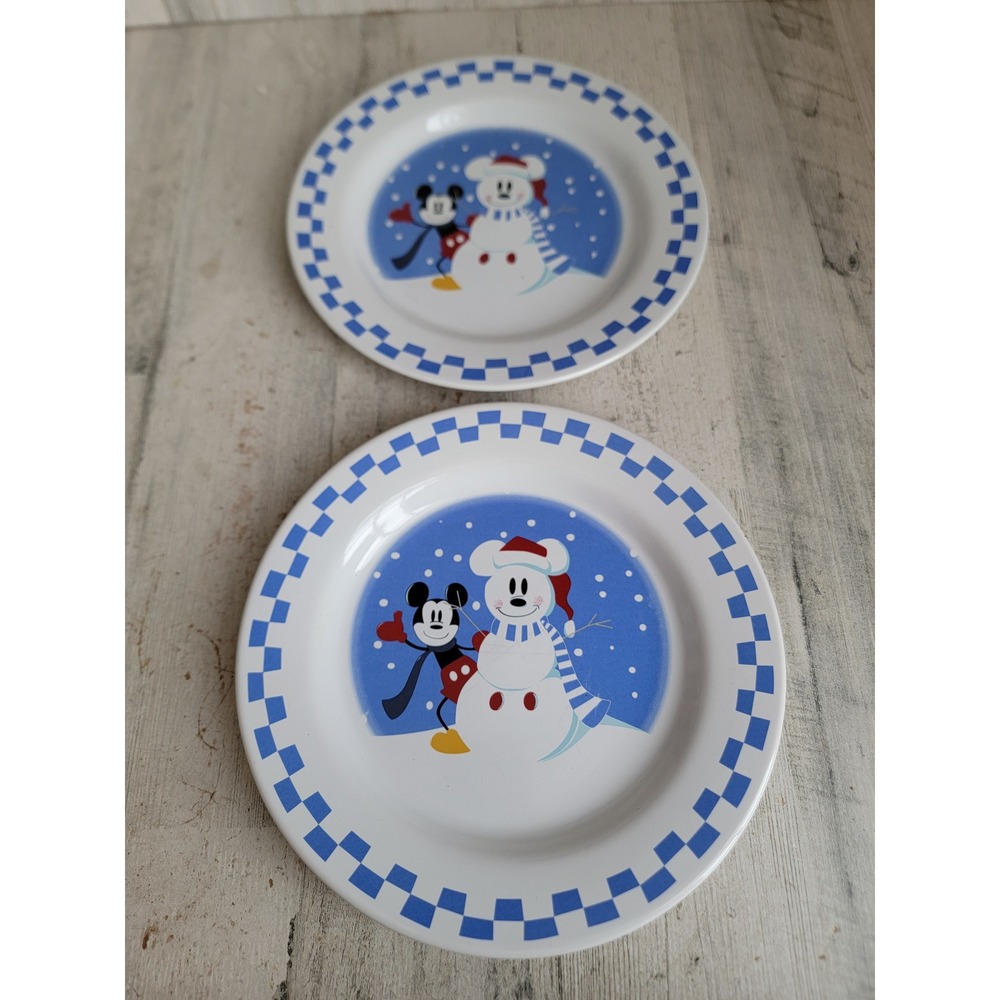 Disney Mickey mouse build snowman plate set kitchen‎ home decor snow